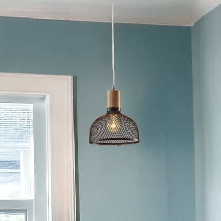 Caged Black Metal Small Ceiling Pendant