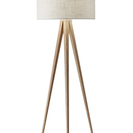 62" Black Tripod Floor Lamp With Black Fabric Drum Shade