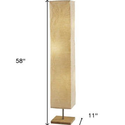 58" Natural Column Floor Lamp With Natural Paper Shade
