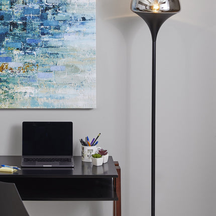 70" Black With Black Glass Shade