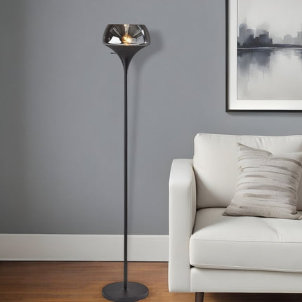 70" Black With Black Glass Shade