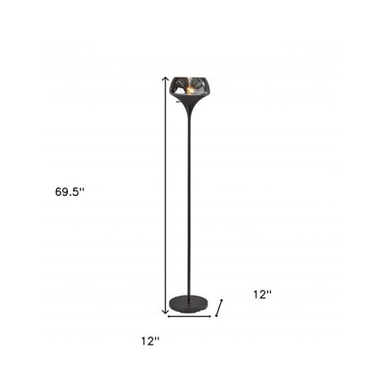 70" Black With Black Glass Shade