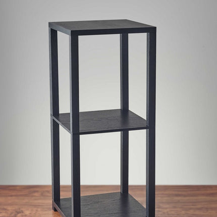 28" Black Square End Table With Two Shelves