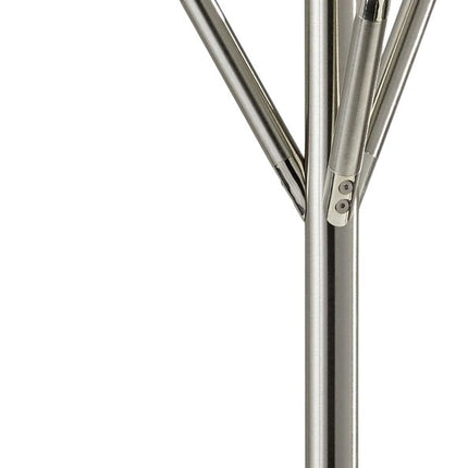 68" Silver Steel Six Hook Freestanding Coat Rack