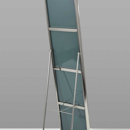 59" Silver Metal Framed Cheval Standing Mirror