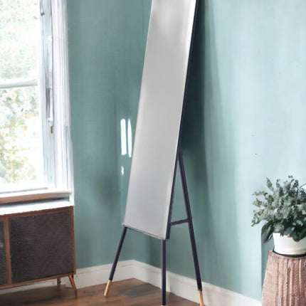 57" Black  Rectangle Cheval Standing  Metal Framed