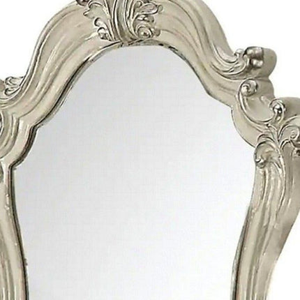 47" Brown Crowned Top Solid Wood Framed Mounted Dresser Mirror