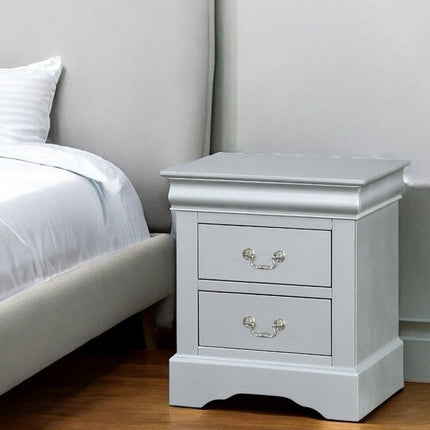 24" White Wood Two Drawer Nightstand
