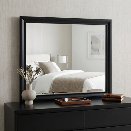 36" Black Wood Dresser Mount Framed Mirror