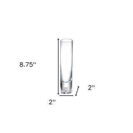 9" Clear Cylindrical Lead Free Crystal Bud Table Vase