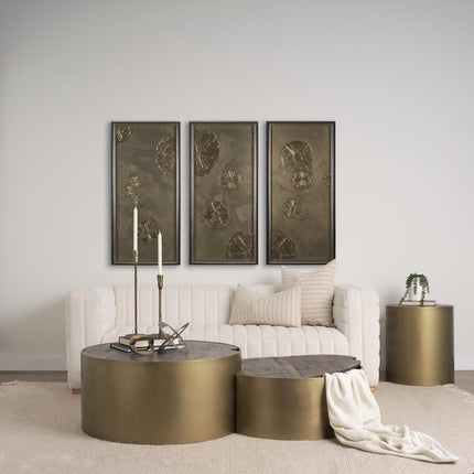 Brown Wood Round Nested Coffee Tables