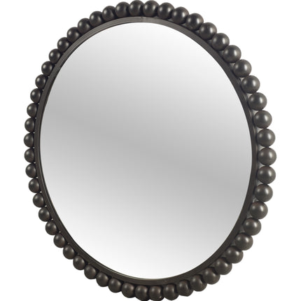 43" Black Metal Round Beaded Framed Accent Mirror