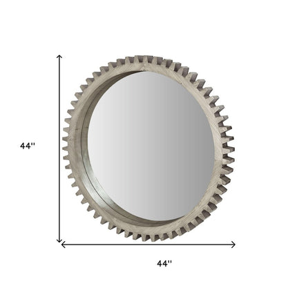 44" Silver Abstract Wood Framed Accent Mirror