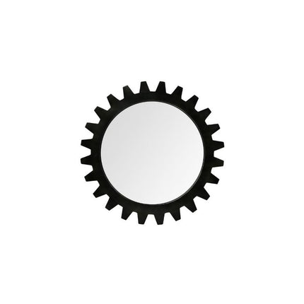 26" Black Cog Round Metal Frame Wall Mirror
