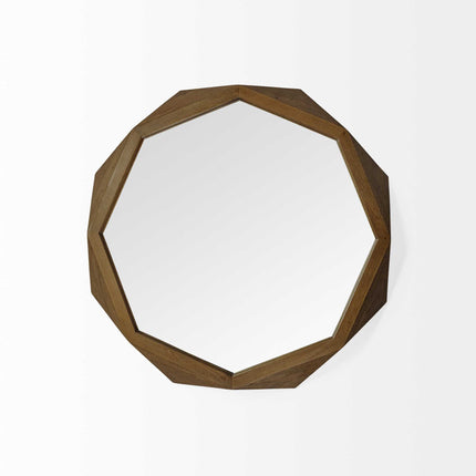 32" Brown Solid Wood Octagon Framed