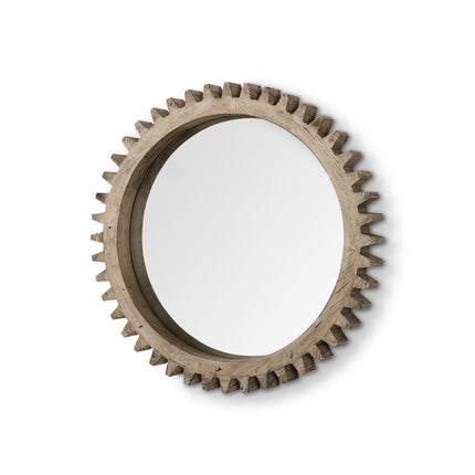35" Brown Abstract Wood Framed Accent Mirror