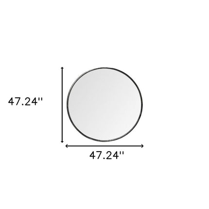 47" Round Black Metal Frame Wall Mirror