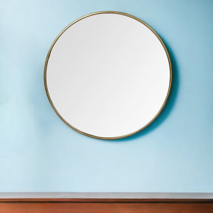 47" Gold Round Metal Framed Accent Mirror