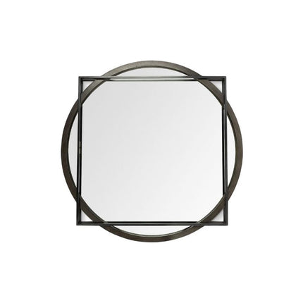46" Black Abstract Metal Framed Accent Mirror