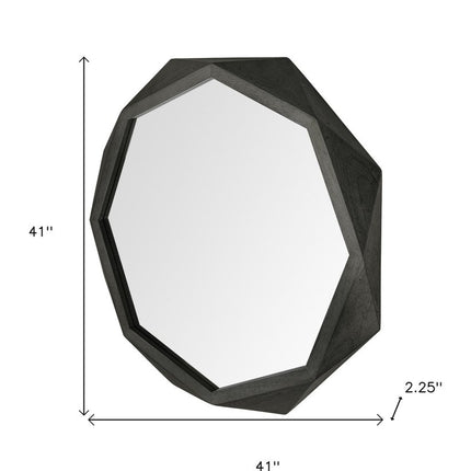 41" Octagon Black Wood Frame Wall Mirror