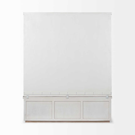 76" White Solid Wood Six Hook Freestanding Coat Rack