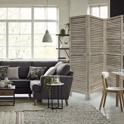 67" Gray Folding Three Panel Screen Room Divider