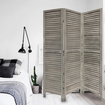 67" Gray Folding Three Panel Screen Room Divider