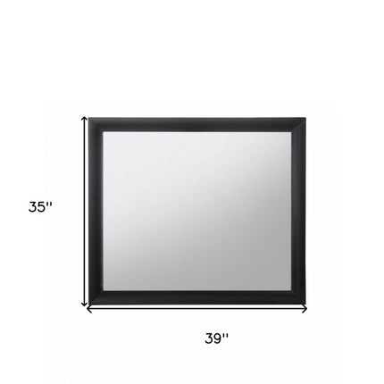 35" Black Square Wood Framed Mounted Dresser Mirror