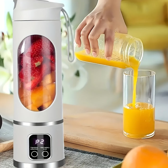 Convenient USB Charging Digital Display Juicer Blender. 15.2 Ounces, 12 Blades, 3 Gears To Switch, Easy To Crush Ice, Low Noise, Easy To Clean, Long Battery Life, Fine Juice Without Filtering, Can Be used In The Kitchen, Outd