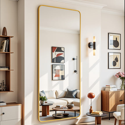 20"x60" Full-Length Mirror with Stand - Large Square Floor Mirror with Aluminum Frame,