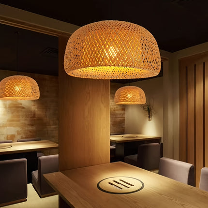 Bamboo Woven Lampshade for Traditional Chinese Style Dining Room, Tea House