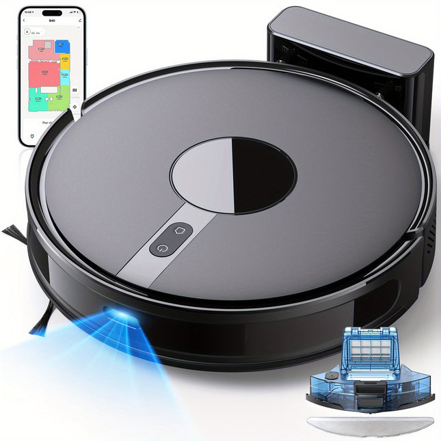 Lubluelu B40 Robotic Vacuum, a 3-In-1 Device That Vacuums And Mops, Features 6500Pa Suction Power,