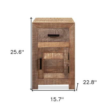 26" Brown Solid Wood Square End Table With Drawer