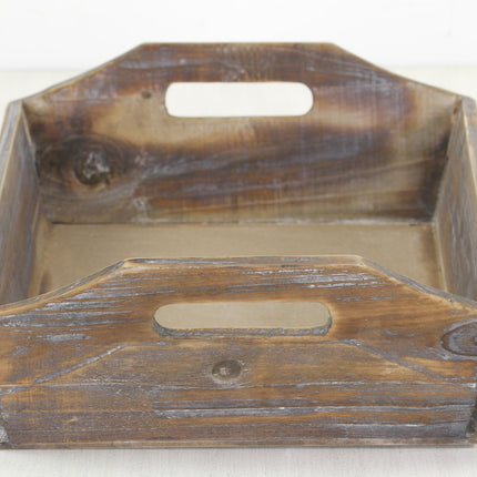 Dark Brown Finish Wood Serving Tray With Handles
