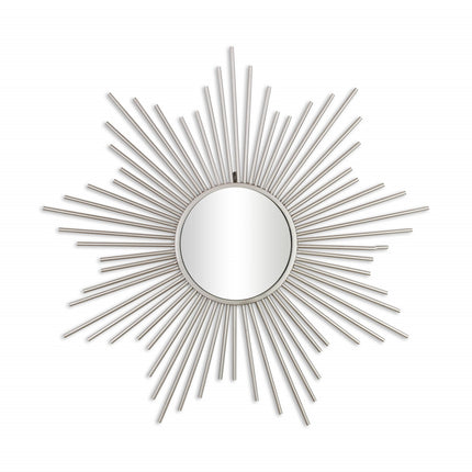 32" Silver Metal Sunburst Framed Accent Mirror