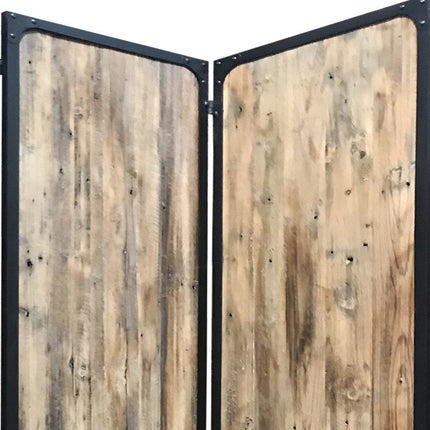 84" Brown Solid Wood Folding Four Panel Screen Room Divider