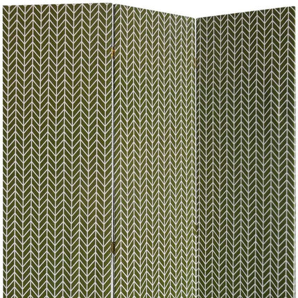 71" Green Fabric Folding Three Panel Screen Room Divider