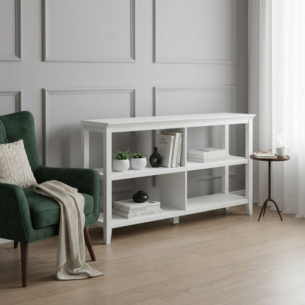 30" White Wood Two Shelf Bookcase