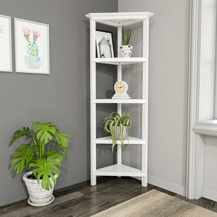 White Solid Wood Corner Bookcase