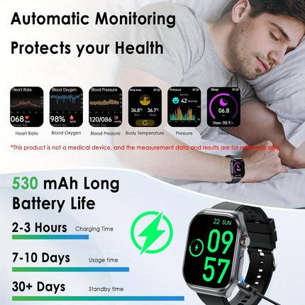 2026 New Smartwatch for Women Men, 5.18cm AMOLED Screen, 530mAh Long-Last Battery, BT 5.3 Calls,