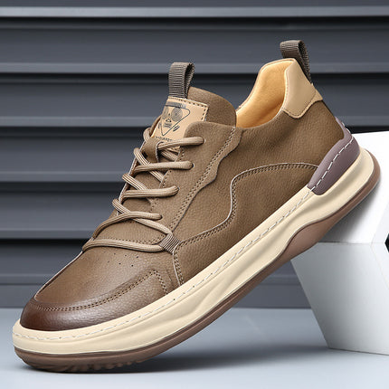 Men'S White Perforated Casual Sneakers - Breathable Low-Top Lace-Up Shoes with Round Toe,
