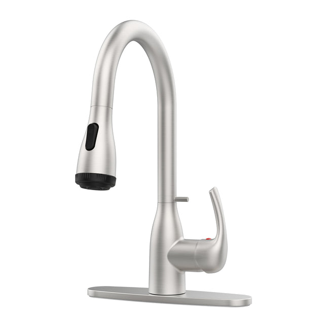 Kitchen Faucet with Pull Down Sprayer and 4 Spraying Modes Brushed Nickel Commercial 1 or 3 Hole Kitchen Faucets with Locking Buckle for Farmhouse Rv Bar Sinks