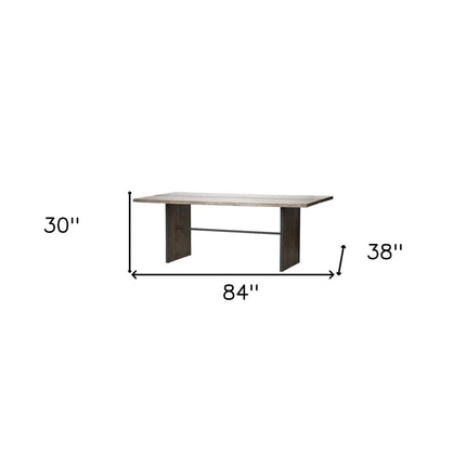 84" Brown Solid Wood Sled Base Dining Table