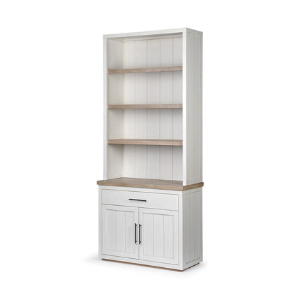91" Brown And White Wood Three Tier Bookcase