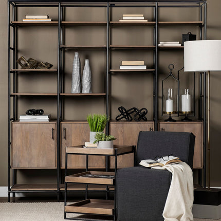 26" Brown Solid Wood Square End Table With Two Shelves