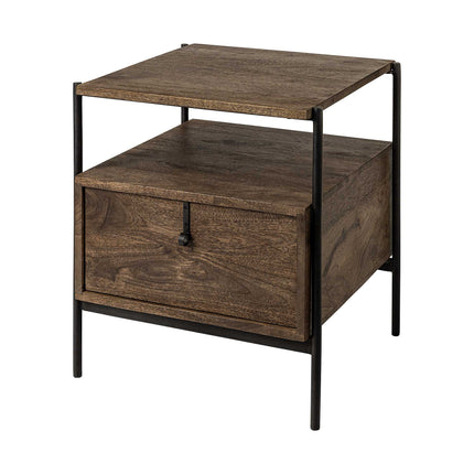 24" Brown Solid Wood Square End Table