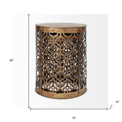 Set of Two 20" Gold Round End Table