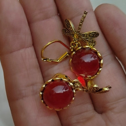 Fashion Jewelry Women's Earrings Hanging Vintage Dragonfly Pendant Earring Boho Chakra Blue Moonstone Drop Earrings For Women Wedding Charm Ethnic Jewellery