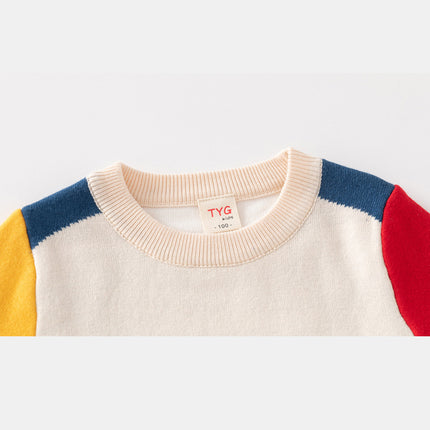 European And American Style Children's Clothing Boys' Contrast Color Sleeve Woolen Top