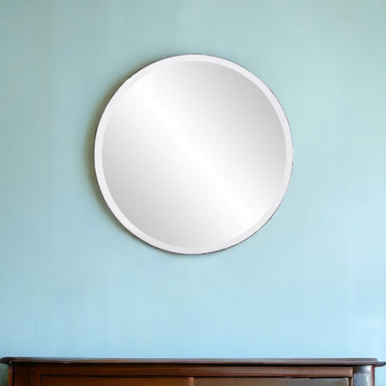 28" Gray Round Unframed Accent Mirror
